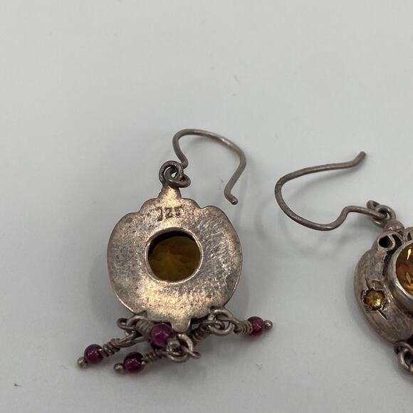 Sterling Silver yellow topaz boho earrings - Picture 2 of 4